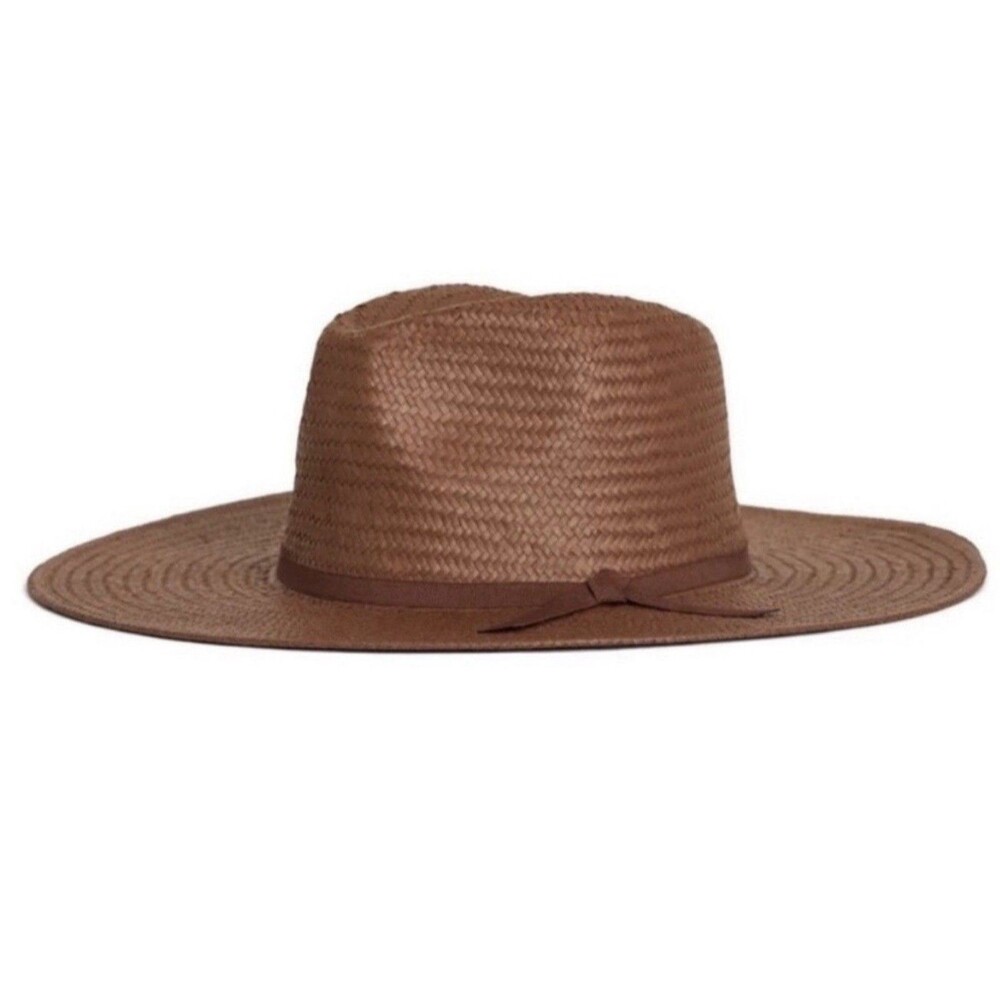 Brixton Ashley Straw Summer Hat In Brown Wide Brim Fedora One Size New